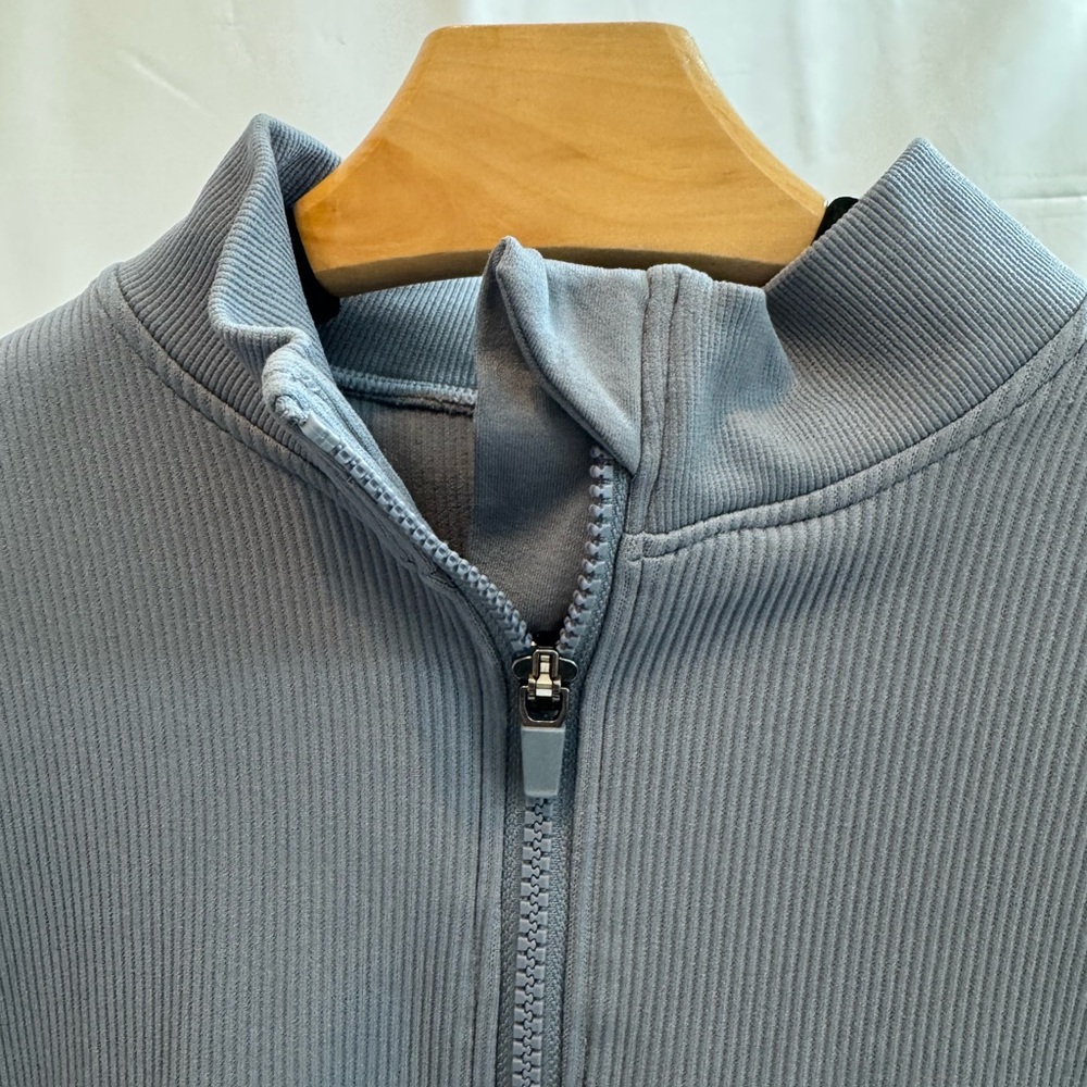 Gray Fabletics Ribbed Zip-Up Jacket - image 5